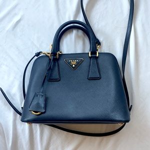 Prada Navy Saffiano Promenade Lux Bag